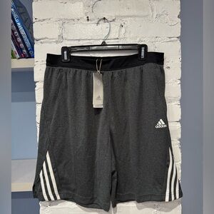 NWT - Adidas Axis 2.0 Knit Textured Training Three Stripe Shorts‎ Grey
